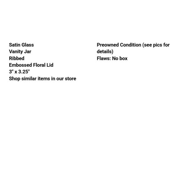 Satin Glass Vanity Jar Ribbed Embossed Floral Lid 3" x 3.25" Frosted Powder Box - Picture 2 of 7